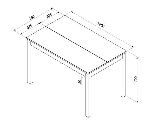 Corona linea 1200mm rectangular dining table