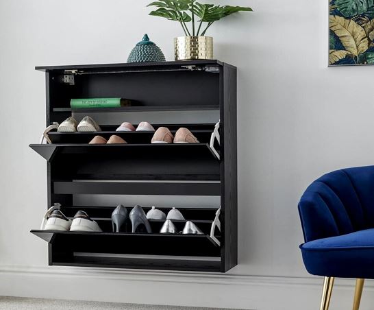 Graze Wall Hanging Two Tier Shoe Cabinet- Black