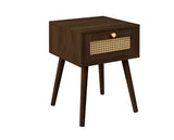 Croxley 1 Drawer Rattan Bedside - Walnut