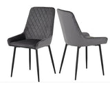 HAMILTON & AVERY LARGE DINING SET (X6 CHAIRS) - MEDIUM OAK EFFECT/GREY VELVET