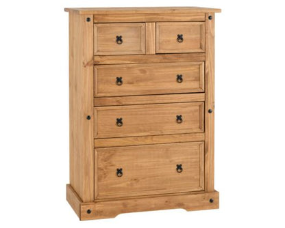 Corona 3+2 Drawer Chest - Distressed Waxed Pine