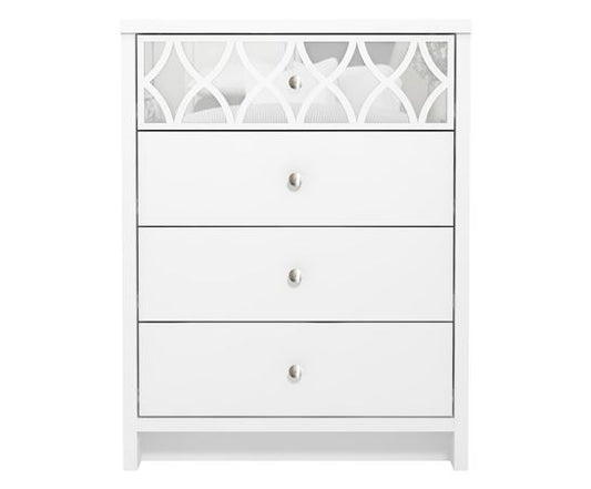 Arlo 4 Drawer Chest with Mirror- White