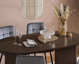 Axel Oval Fluted Dining Table with 4 Fabric Chairs - Walnut