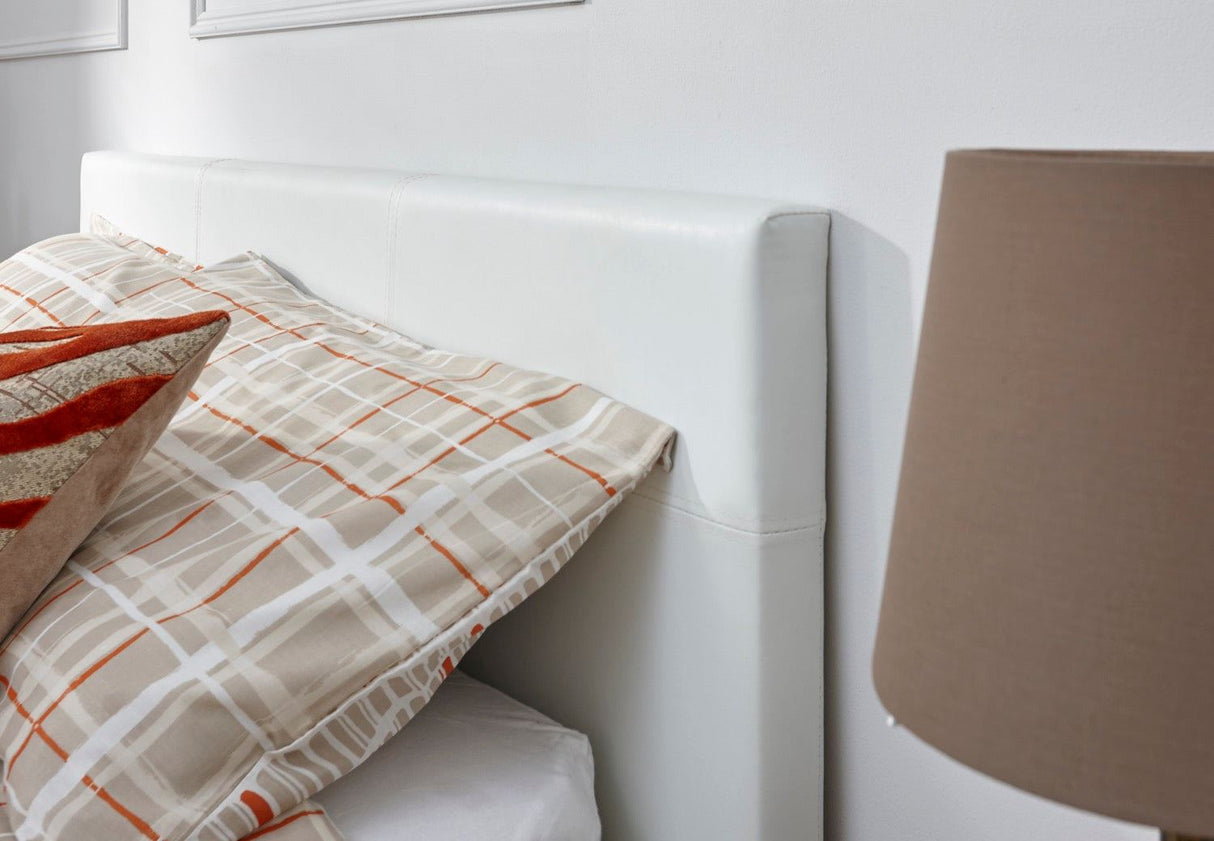 End Lift Ottoman Double Bed - White