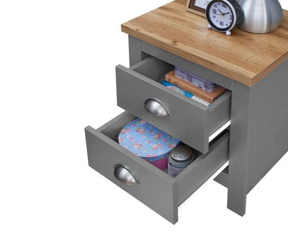 Lincoln 2 Drawer Bedside- Light Grey