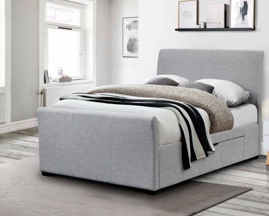 Capri Fabric Super King Bed with Drawers Light Grey
