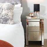 Saxen 2 Drawer Bedside Table - Mirrored
