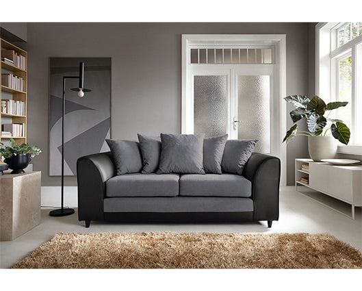 Dan 3 Seater Sofa - Black & Charcoal