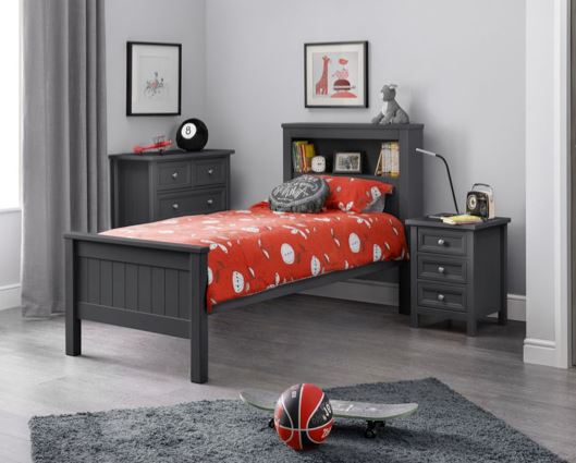 Maine Bookcase Single Bed - Anthracite