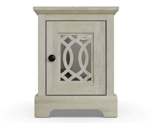 Angel 1 Door Mirrored Bedside Table- Dusty Grey & Oak