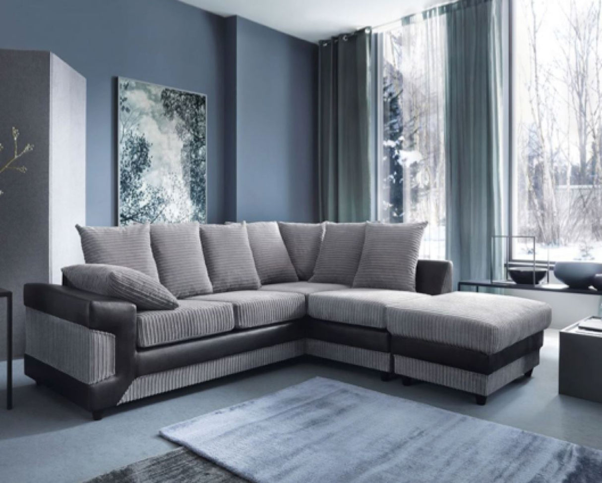 Dulcie Right Hand Facing Corner Sofa - Black & Charcoal