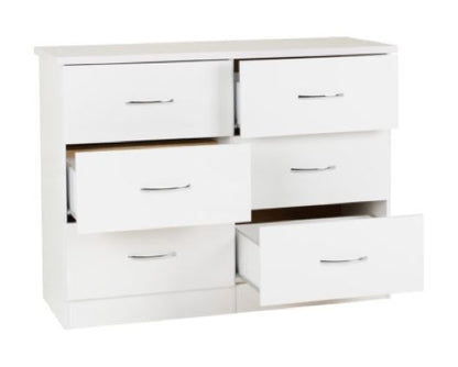Neptune 6 Drawer Chest - White Gloss