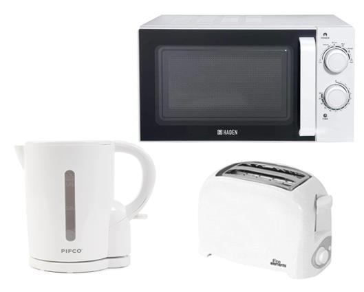 Essential 1.7L Kettle, 2 Slice Toaster and 20L Manual Microwave Bundle - White