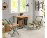 SANTOS BUTTERFLY DINING SET (X4 CHAIRS) - GREEN/DISTRESSED WAXED PINE