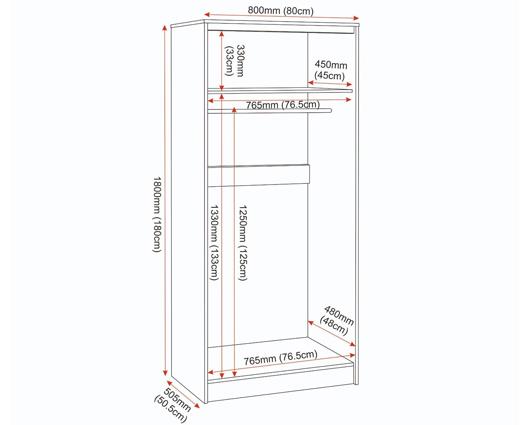 MALVERN 2 DOOR WARDROBE - WHITE