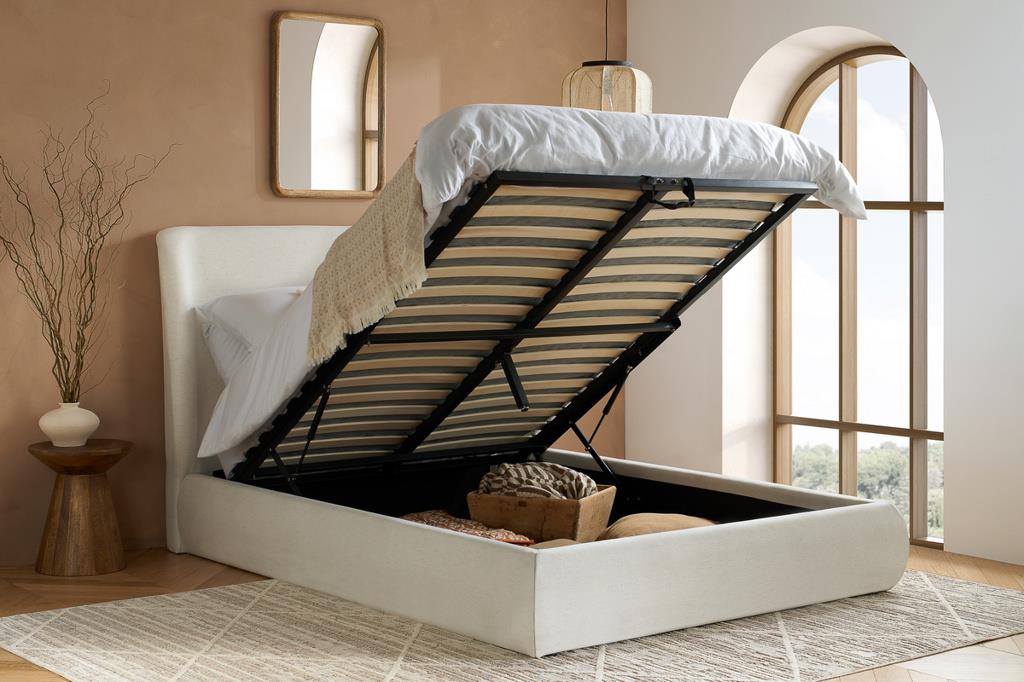 Lanis King Ottoman Bed - Cream