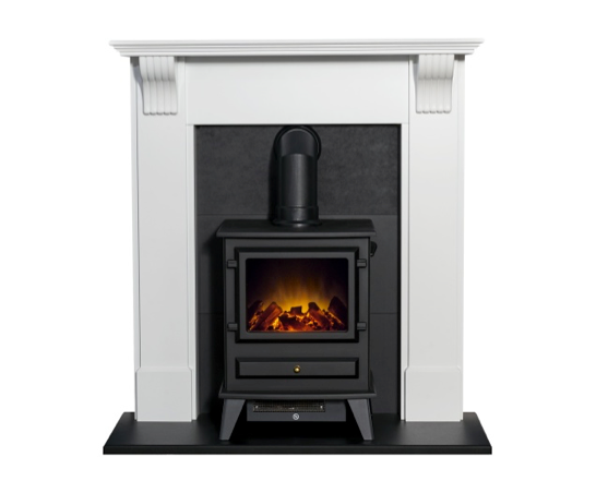 Harrow in White & Black with Hudson Stove