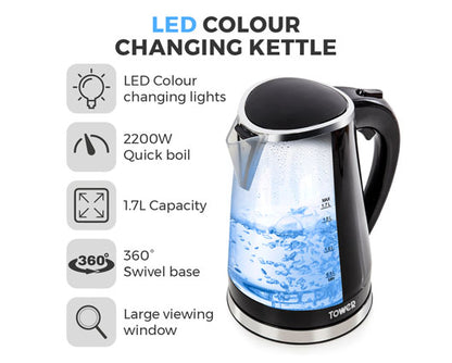 2200W 1.7 Litre LED Colour Changing Kettle