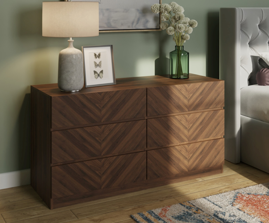 Ciaro 3+3 Drawer Chest- Royal Walnut