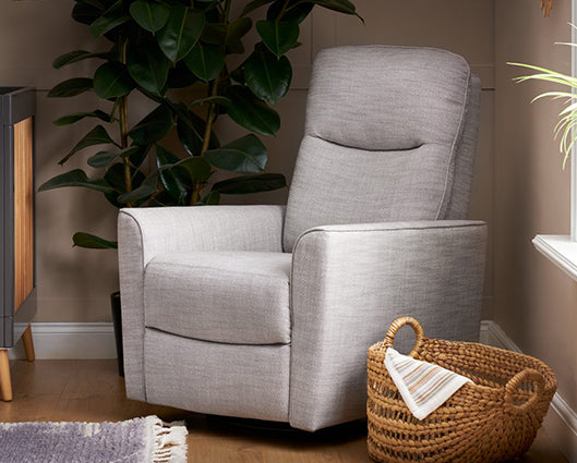 Mia Swivel Glider Recliner Chair – Pebble