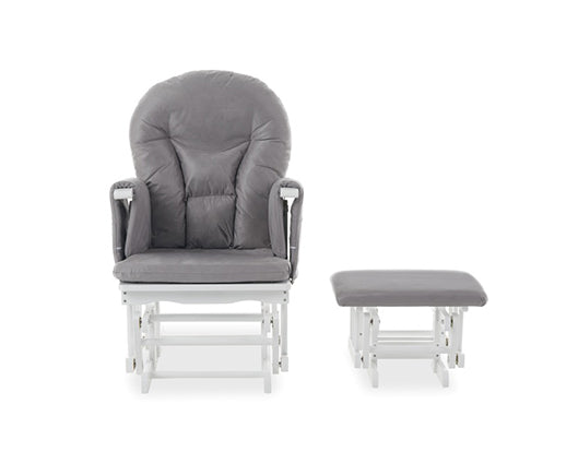 Mila Reclining Glider Chair and Stool - Grey