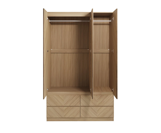 Ciaro 3 Door 4 Drawer Wardrobe- Euro Oak