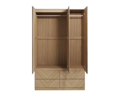 Ciaro 3 Door 4 Drawer Wardrobe- Euro Oak