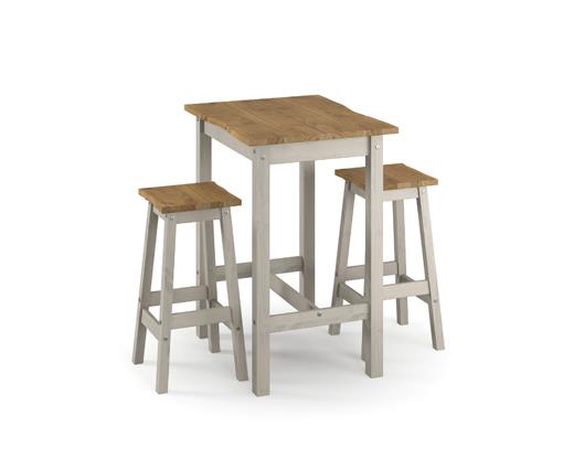 Corona live edge small rectangular high breakfast bar table & pair bar stool SET