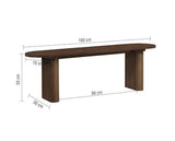 Axel Oval Fluted Dining Table with 2 Fabric Chairs and 1 Bench - Walnut