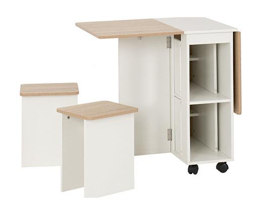 SEYMORE STOWAWAY DINING SET - OAK EFFECT/WHITE