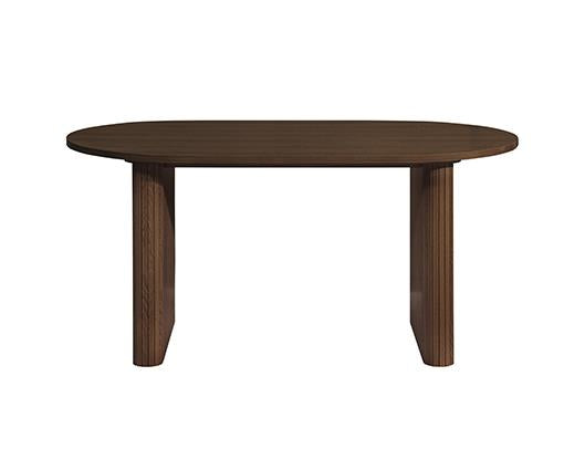 Axel Oval Fluted Dining Table with 2 Fabric Chairs and 1 Bench - Walnut