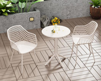 3 piece Lattice bistro table & 2 armchair set, outdoor grade, calico