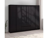 MALVERN 6 DOOR 2 DRAWER WARDROBE - BLACK
