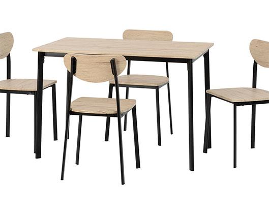 RILEY LARGE DINING SET - BLACK/LIGHT OAK EFFECT VENEER