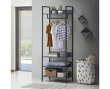 Zulu 4 Piece Bedroom Furniture Set Open Wardrobes-Dark Grey