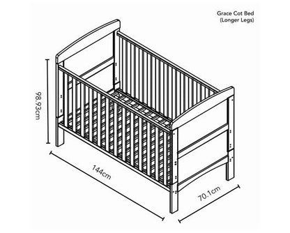 Grady Cot Bed & Under Drawer - White