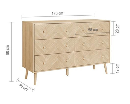 Herringford 6 Drawer Chest Oak