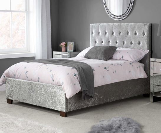 Cologne King Bed- Steel Crushed Velvet
