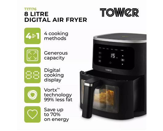 Vortx 8L Vision Air Fryer Digital Black