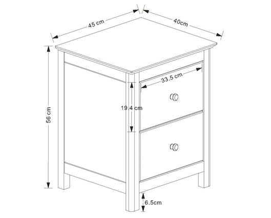 Nairn White 2 drawer bedside cabinet