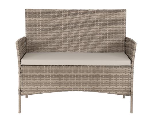 Willow 4Pc Garden Set - Grey Rattan/Grey Fabric/Clear Glass