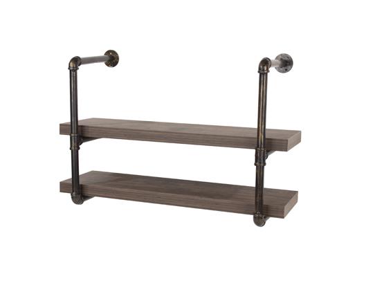 Loft double wall shelf with pipe design brackets