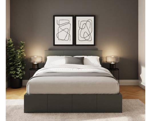 Small Double End Lift Ottoman Bed-Grey