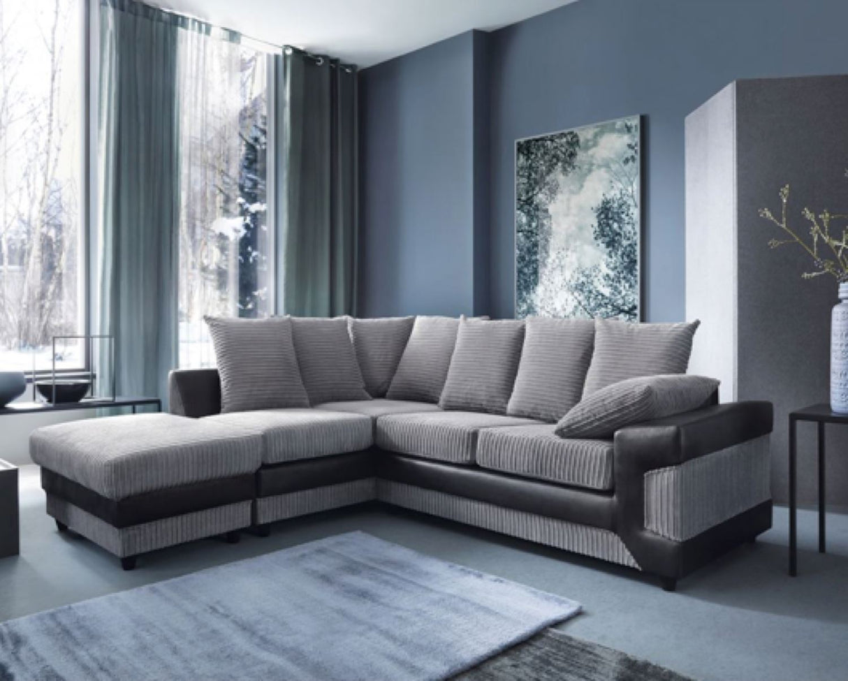 Dulcie Left Hand Facing Corner Sofa - Black & Charcoal