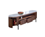 Olin Mango Wood Large TV Stand With Marble Top & Metal Legs