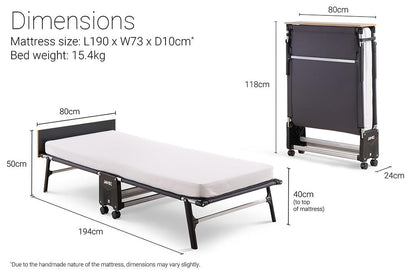 Jay-Be® RM80 Rollaway Folding Bed with Memory Mattress - Single