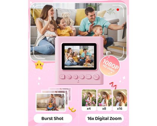 Kids Instant Print Camera - Pink