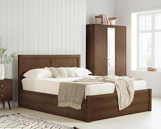 Herringford Ottoman Bed Walnut - King