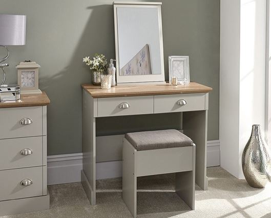 Kinsley Dressing Table With Stool-Grey