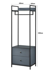 Alva Open Wardrobe 2 Drawers - Dark Grey